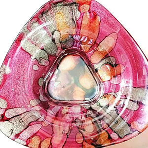 IL Quadrifoglio Hand Decorated Art Glass Pink Glitter Bowl